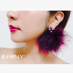 新色 ワイン×ブラック ファーピアス