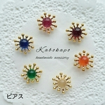 gold glass flower ピアス