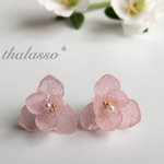 ピンクの紫陽花ピアス・イヤリング