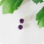 再販【RALULU.SHU】　925SV ファセットカット　アメジスト スタッドピアス　一粒ピアス 5mm
