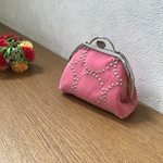 押口がま口ポーチ＊ミナペルホネン＊タンバリン dop 濃いピンク