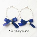 秋冬限定♡コットンパールとリボンのフープピアス