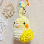 おまんじゅうオカメインコのチャーム(ルチノー)