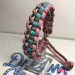 【送料無料】蓄光パラコードブレスレット　ピンクリボン仕様🎀ピンク×デザートカモ×ホワイト蓄光×ターコイズ