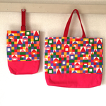 ★☺︎すぐ発送☺︎★つみき柄ピンク レッスンバッグ＆シューズバッグセット