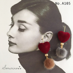 No.A105 大人可愛い♥︎ フロッキーハートのファーピアス