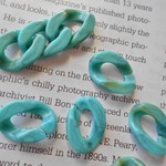 ●アクリルビーズ/チェーンパーツ　10個　変形996　トルコブルー 16×23.5mm