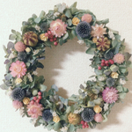 秋色紫陽花のドライフラワーリース