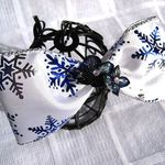 雪の結晶と夜空色の花のリボン（ヘアクリップ）_249