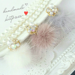  選べるお色♡ビジュー×ミンクファーのほわほわピアス♡ビジュー♡