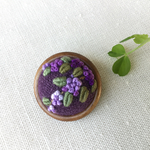刺繍ウッドブローチ 紫式部