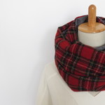  再........販　 wool 100% ガーゼ タータンチェック ねじりスヌード
