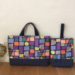 北欧カラフルな畑柄 レッスンバッグ&うわぐつ入れ