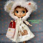 ＊ナチュラルワンピ×ふわふわ頭巾＊コーデ８点セット ＊ブライス ＊ blythe outfit ＊ワンピース・ブーツ・帽子＊