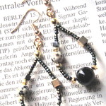 ☆オニキス＆ダルメシアンBeadsDropピアス☆イヤリング☆GOLDCUBE