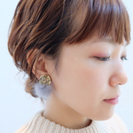 【２点のみ】ヴィンテージボタンとミンクファーピアス・イヤリング/CM0038