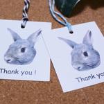 Thankyouタグ＜OPP袋セット可＞◆うさぎFace◆55×45.5（名刺半分サイズ）