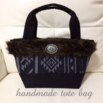 handmade デニム×ネイティブ トートバッグ リアルファー