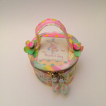 【送料無料】レトロキュートな手のひらパッチワークバニティーポーチうさぎさん