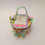 【送料無料】レトロキュートな手のひらパッチワークバニティーポーチ ひつじさん