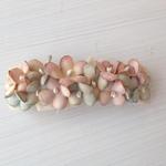 sale**スミレと小さなお花のアンティークバレッタ　pink×blue