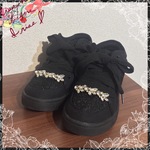【22.5〜25cm】ビジューハイカットスニーカー♪/bk