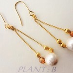 再販☆ゴールドアクセントのコットンパールピアス