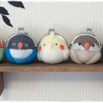 【オカメさん再販1/10】コトリさんの羊毛がま口2