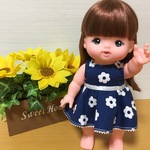 ୨୧ メルちゃん ソランちゃん ネイビーフラワーワンピース No.451