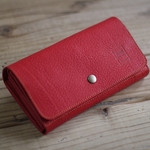 革の長財布　Long Wallet / square cut / Red