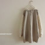 パーカチュニック。リネン×ダンボールニット　フーディワンピース。freesize