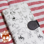 フレブル柄スマホケース白黒(手帳型)