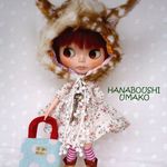 ＊レトロ花柄ワンピ×バンビ頭巾 ＊８点セット ＊ブライス ＊ blythe outfit ＊ワンピース・ブーツ・帽子＊