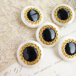 ■ラスト■18mm■ヴィンテージボタン　10個入 (真ん中ブラック)ブローチ・服 [1001-15]　