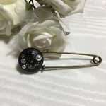 New⚜️グルーデコ®スワロフスキー®ピンブローチ ブラック系