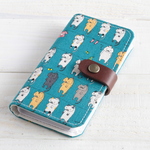  iPhone14シリーズSE3対応洗たくニャンニャン🐾手帳型スマホカバー猫ねこAndroid対応ネコiPhone12シリーズ/SE2/11シリーズ /iPhone8 Android対応