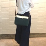 再販💕荷物持ちさんのための✨がま口帆布ショルダーバック L  ダークグリーン