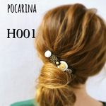 H001＊アンティークボタン×ヘアクリップ  ゴールド ブラック