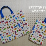 入園・入学グッズ☆レッスンバッグ＆シューズバッグ（はたらく車：ホワイト）