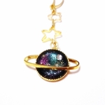 めぐ様☆ご予約品・宇宙柄☆土星イヤーカフ