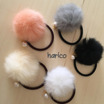 再販×8 天然ラビットファーのヘアゴム