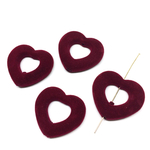 27×30mm フロッキービーズ ハートフレーム レッド10個