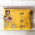 カフェメニュー柄 ＊ フラットポーチ 