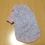 pink  リバティ風小花模様girlyＴシャツ  Ｓ