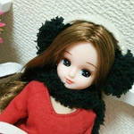 リカちゃん☆ふわふわイヤーマフ&マフラーセット☆ブラック