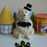 しろくま貯金箱☆ハロウィン☆シルクハットとコウモリネクタイセット