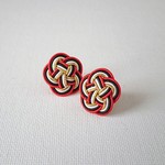 ◆水引◆梅のピアス◆赤黒白金