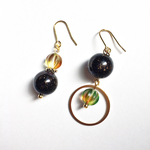 秋色チェコビーズのアシンメトリーピアス/イヤリング