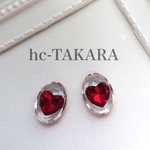 ハートピアス パールキャッチ付き