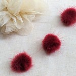 ふわふわ　半球形ミンクファーボール　ワインレッド　10個
